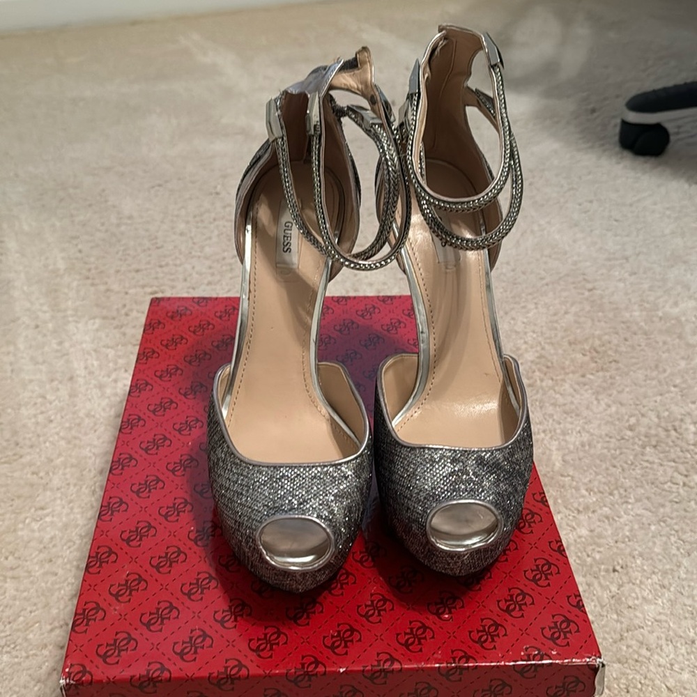 Silver Night Out Peep-Toe Shoes